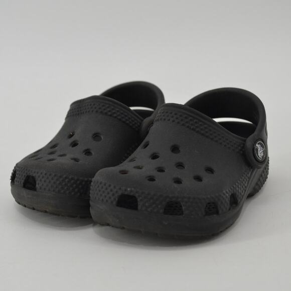 Crocs Size 2 3 Black Baby Slip On Toddler Solid Sandals - Picture 2 of 11